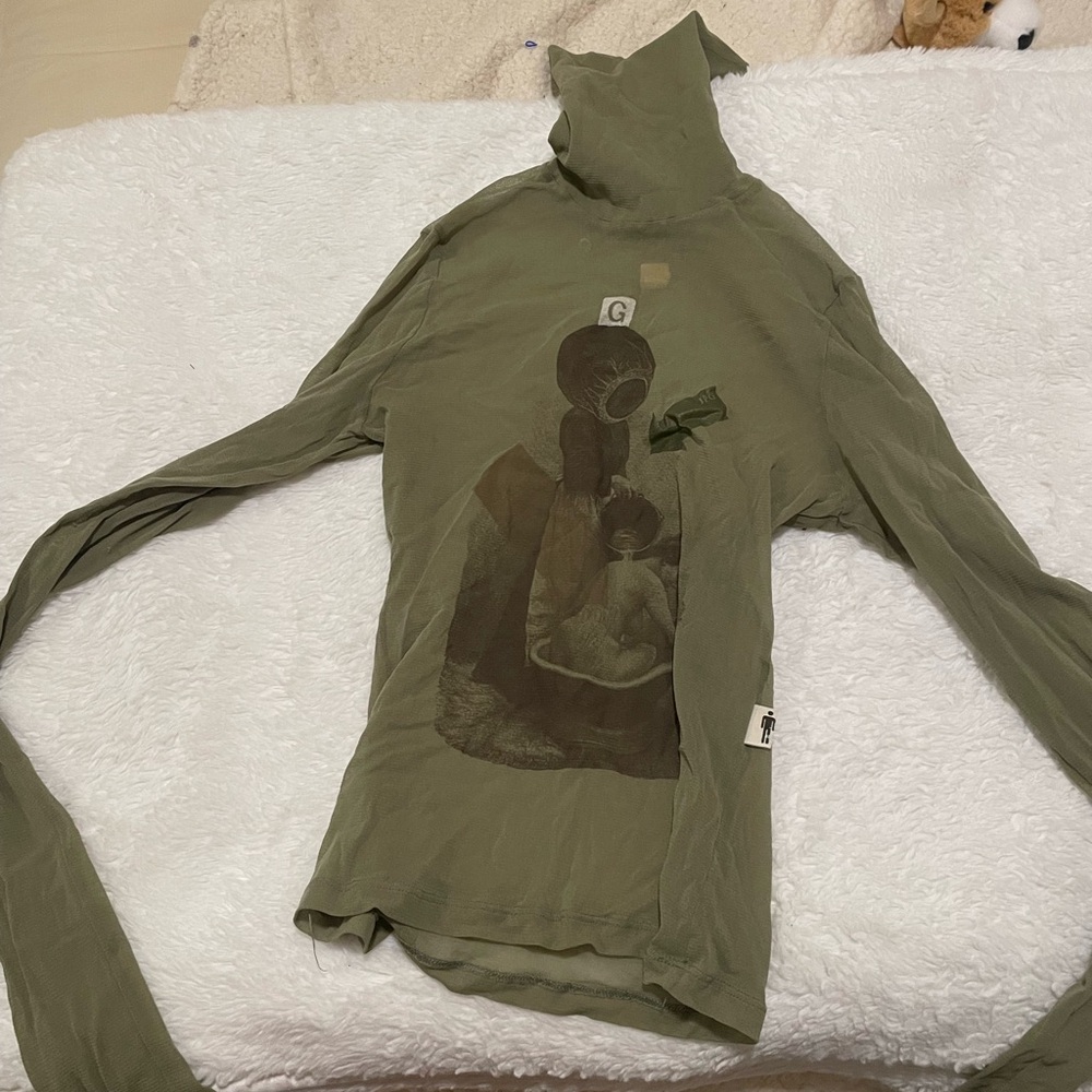 Jean Paul Gaultier Olive Green Graphic Top